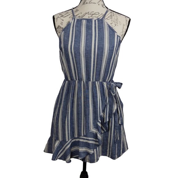 Speechless | Blue Stripe Ruffle Sun Summer Dress | Size S - Picture 1 of 9